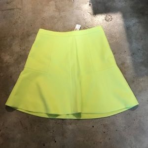 J. Crew Neon Yellow Fluted Flared Skirt